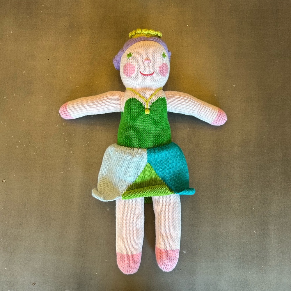 NWOT Blabla Knit Princess Doll. Soft and cuddly! Made with 100% Cotton Knit.